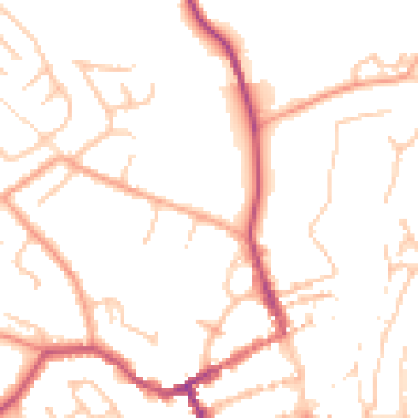 Daytime road noise heatmap for WV16 4HQ