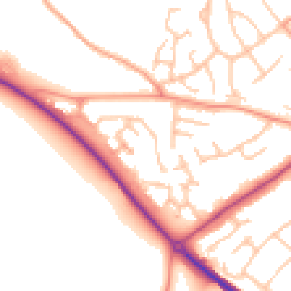 Daytime road noise heatmap for WV16 5AL