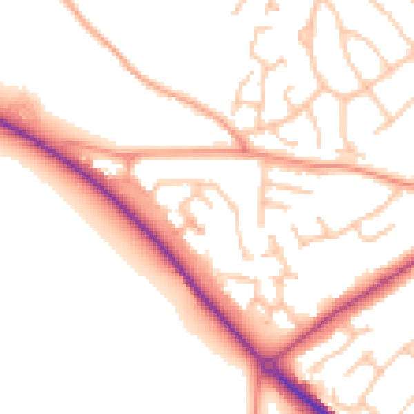 Daytime road noise heatmap for WV16 5AP