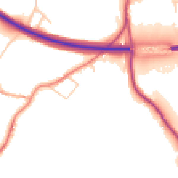 Daytime road noise heatmap for WV16 5EE