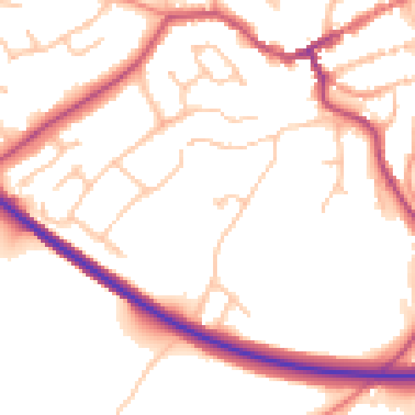 Daytime road noise heatmap for WV16 5JH