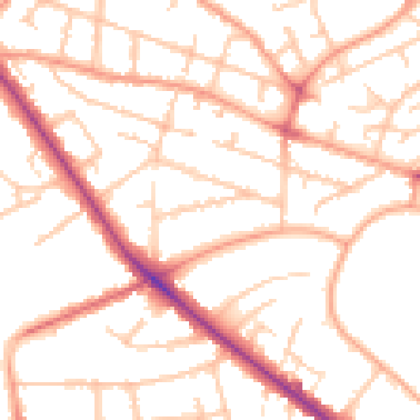 Daytime road noise heatmap for WV6 0AJ