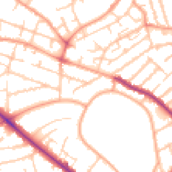 Daytime road noise heatmap for WV6 0AT