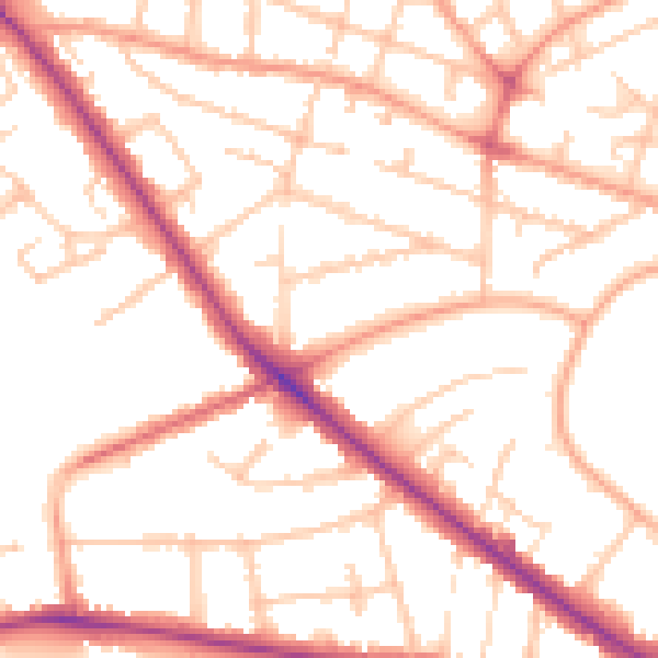 Daytime road noise heatmap for WV6 0BA