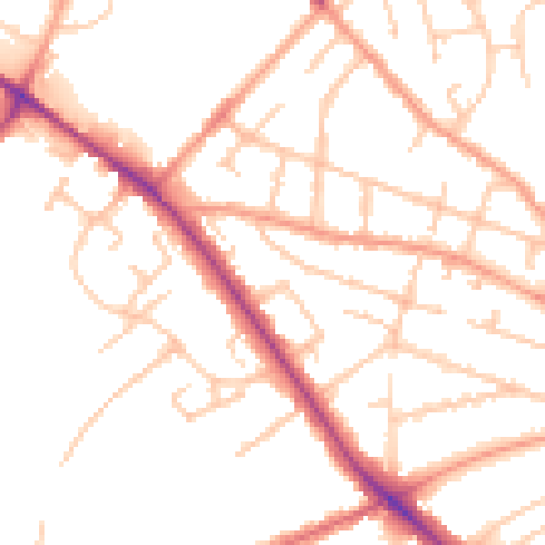Daytime road noise heatmap for WV6 0BH