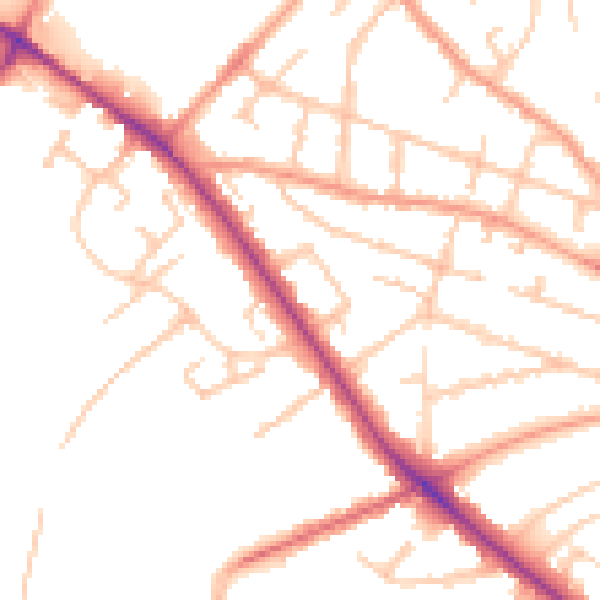 Daytime road noise heatmap for WV6 0BL