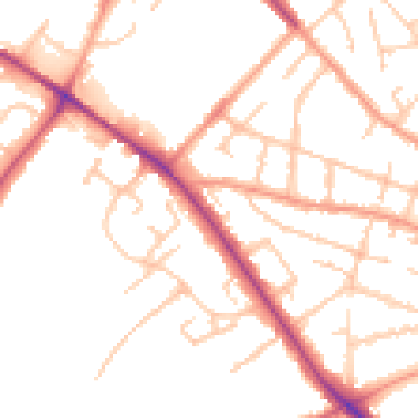 Daytime road noise heatmap for WV6 0BQ