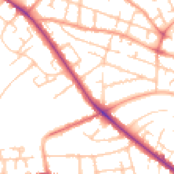 Daytime road noise heatmap for WV6 0BS