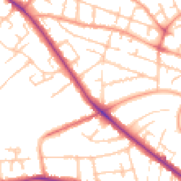Daytime road noise heatmap for WV6 0BT