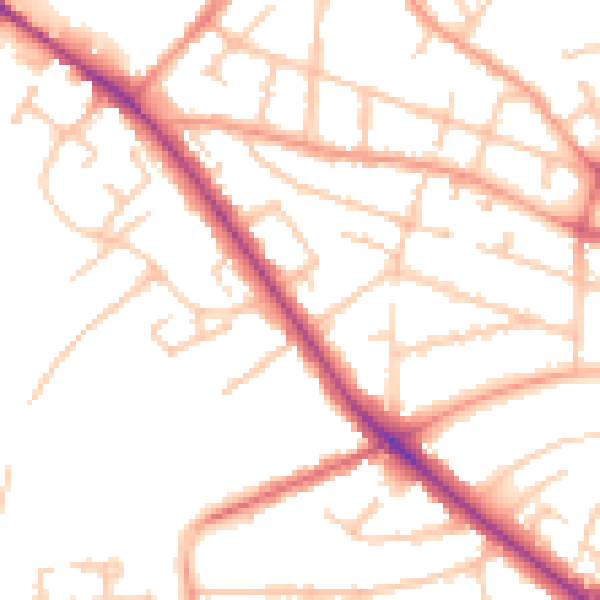 Daytime road noise heatmap for WV6 0BW