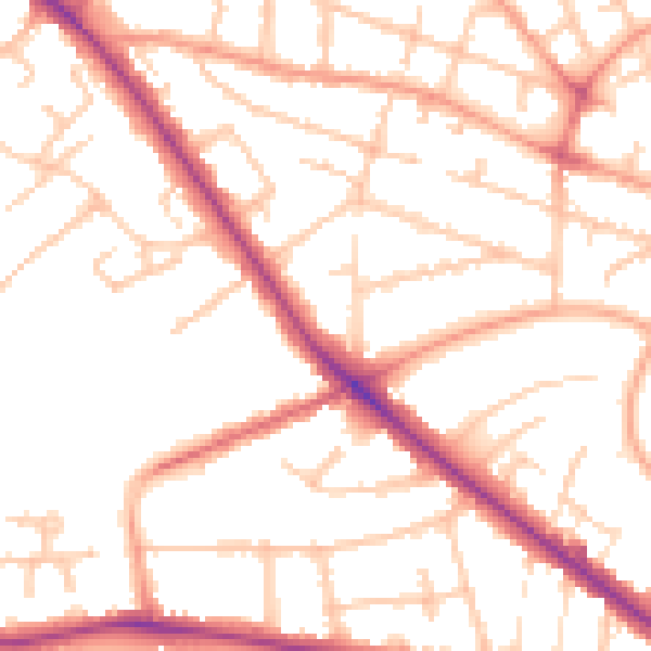 Daytime road noise heatmap for WV6 0BX