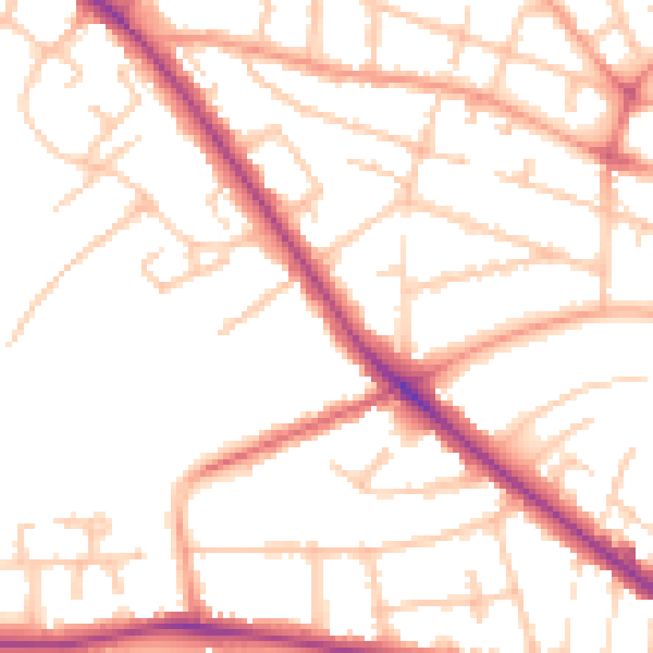Daytime road noise heatmap for WV6 0BZ