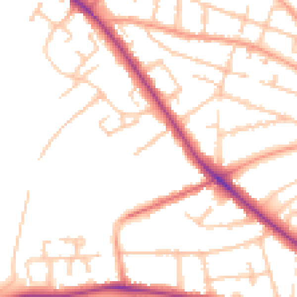 Daytime road noise heatmap for WV6 0DA
