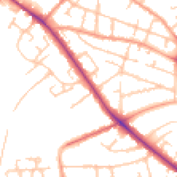 Daytime road noise heatmap for WV6 0DD