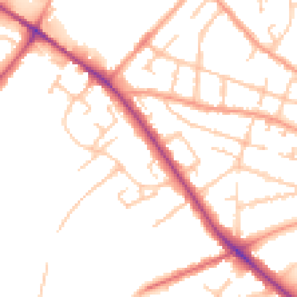 Daytime road noise heatmap for WV6 0DE