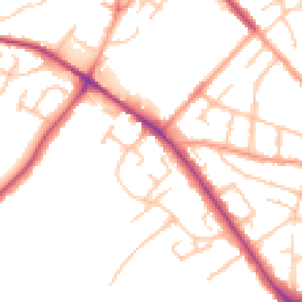 Daytime road noise heatmap for WV6 0DF