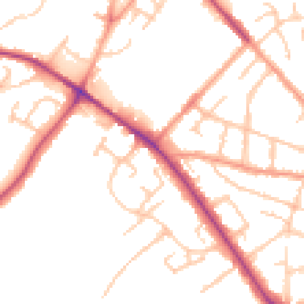 Daytime road noise heatmap for WV6 0DG