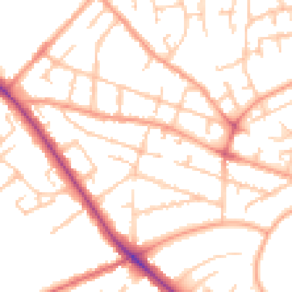 Daytime road noise heatmap for WV6 0DN