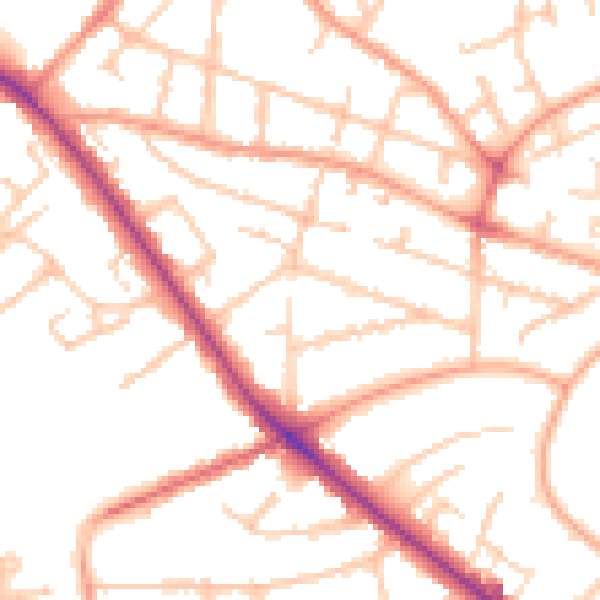 Daytime road noise heatmap for WV6 0DP