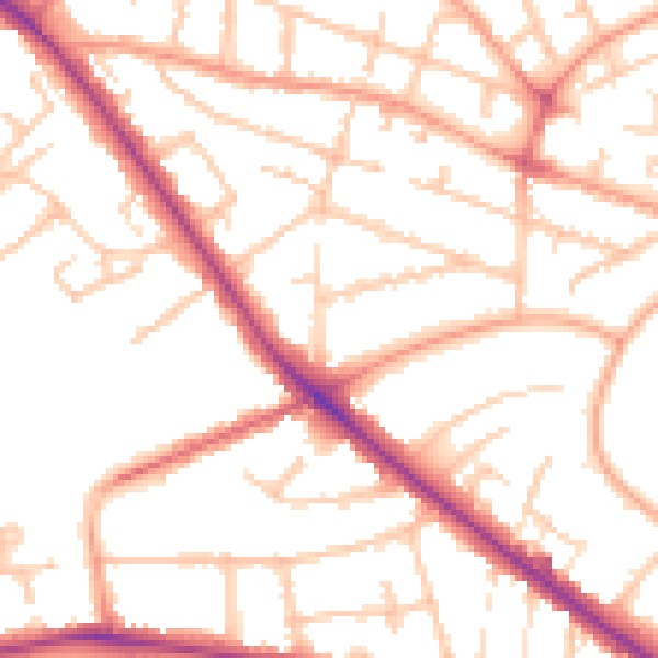 Daytime road noise heatmap for WV6 0DR