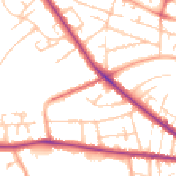 Daytime road noise heatmap for WV6 0DS