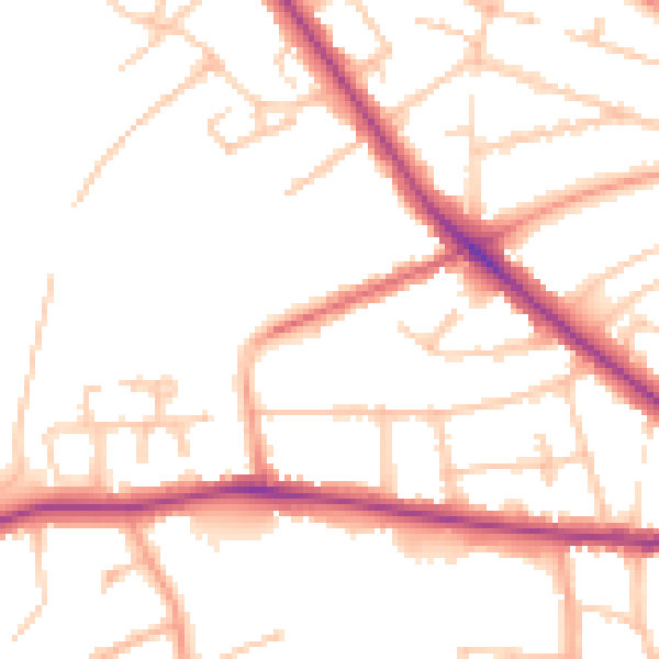 Daytime road noise heatmap for WV6 0DT