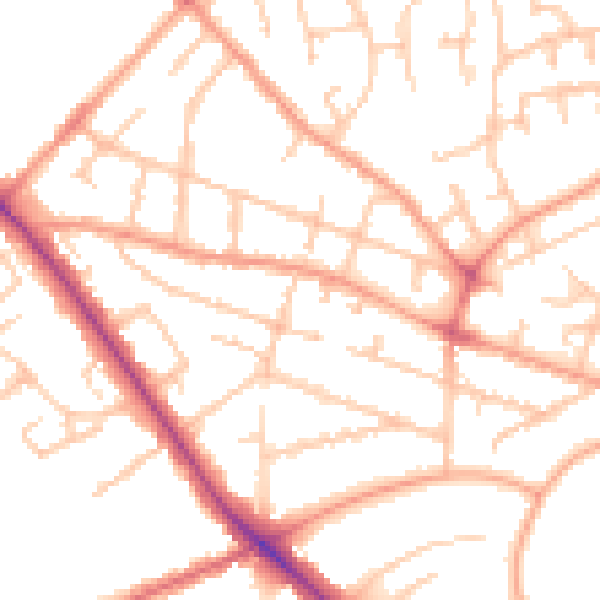 Daytime road noise heatmap for WV6 0DW