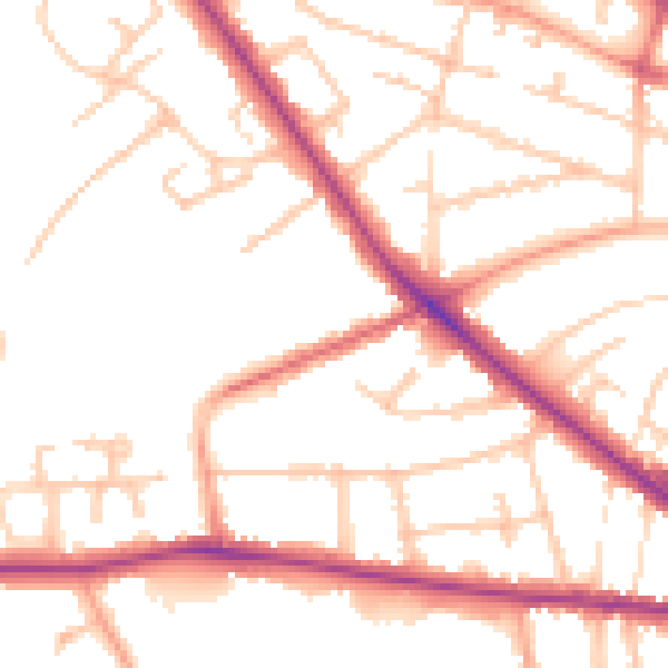 Daytime road noise heatmap for WV6 0DX