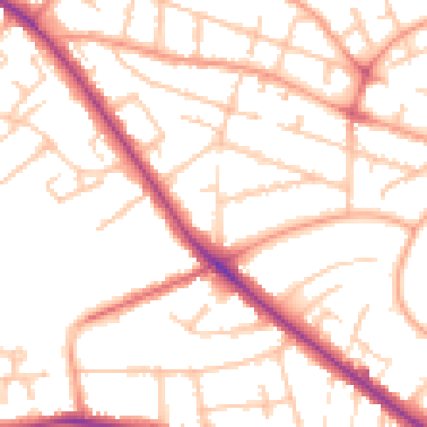 Daytime road noise heatmap for WV6 0DY