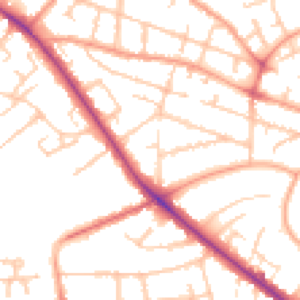 Daytime road noise heatmap for WV6 0DZ
