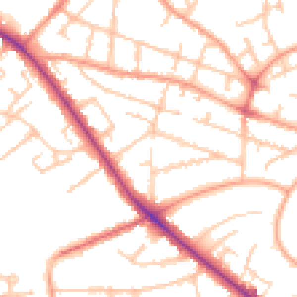 Daytime road noise heatmap for WV6 0EA