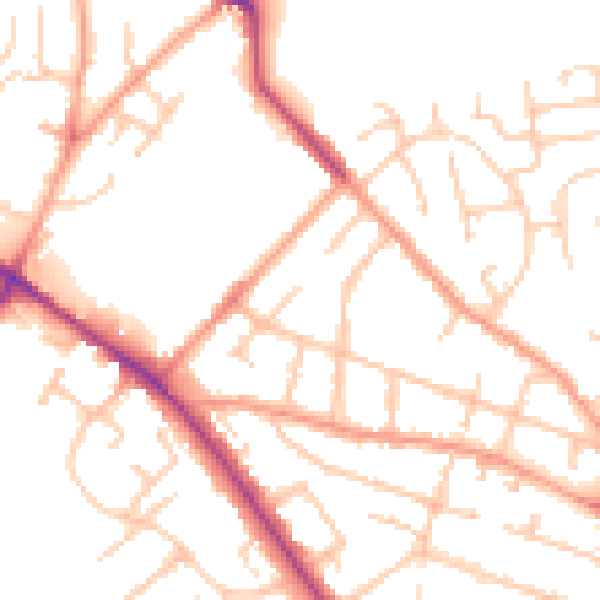 Daytime road noise heatmap for WV6 0JE