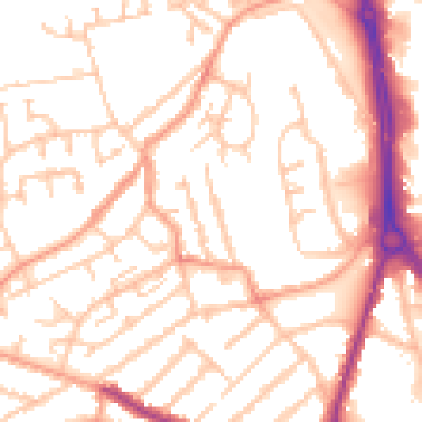 Daytime road noise heatmap for WV6 0NP