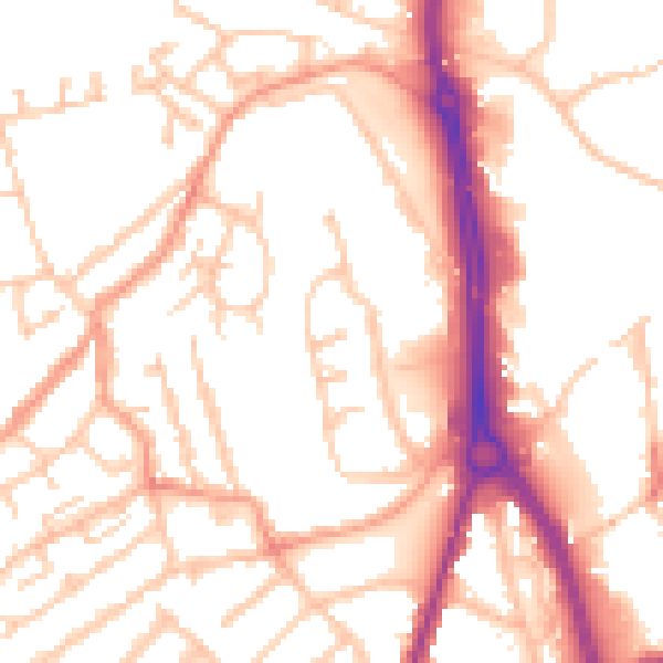 Daytime road noise heatmap for WV6 0NQ