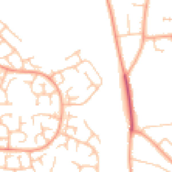 Daytime road noise heatmap for WV6 7PE