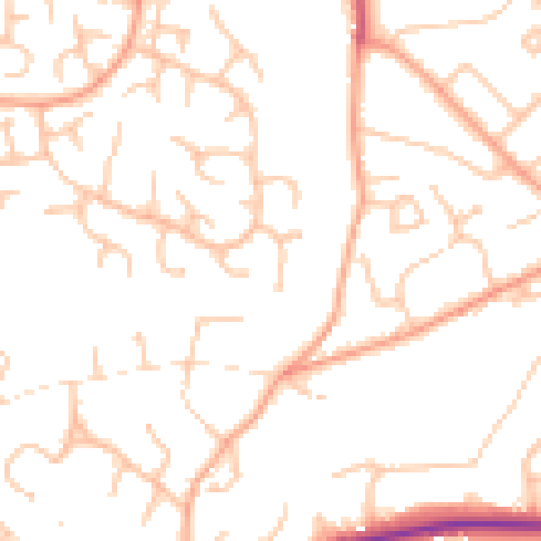 Daytime road noise heatmap for WV6 7UU