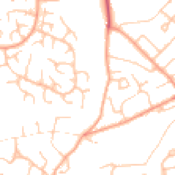 Daytime road noise heatmap for WV6 7UX