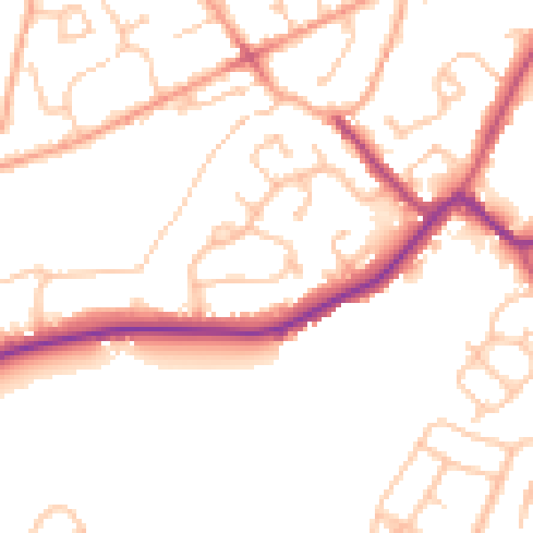 Daytime road noise heatmap for WV6 8AJ
