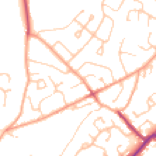 Daytime road noise heatmap for WV6 8EN