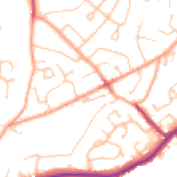 Daytime road noise heatmap for WV6 8HT