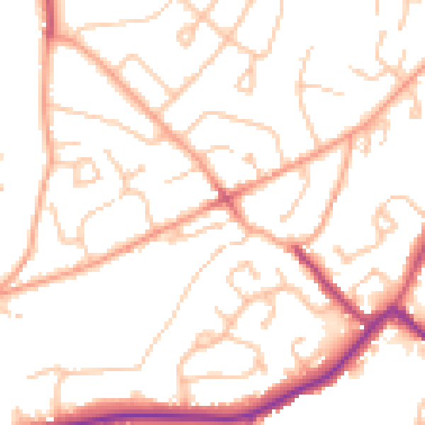 Daytime road noise heatmap for WV6 8HU