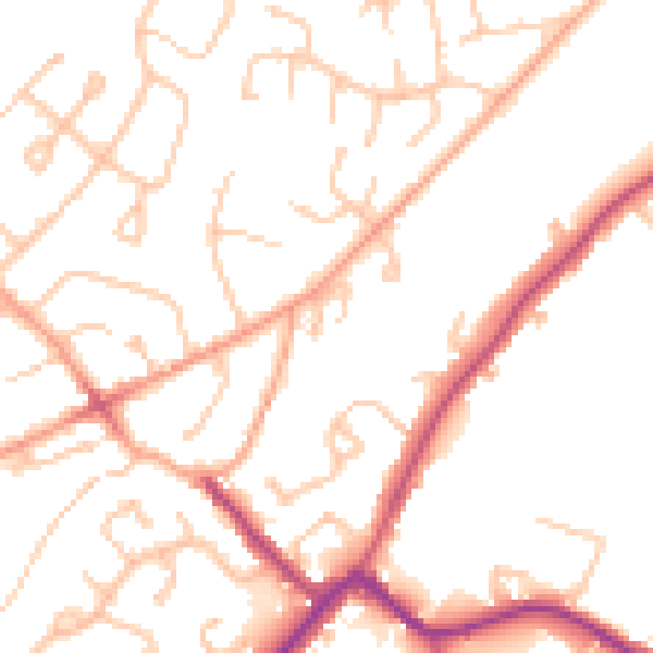 Daytime road noise heatmap for WV6 8LQ