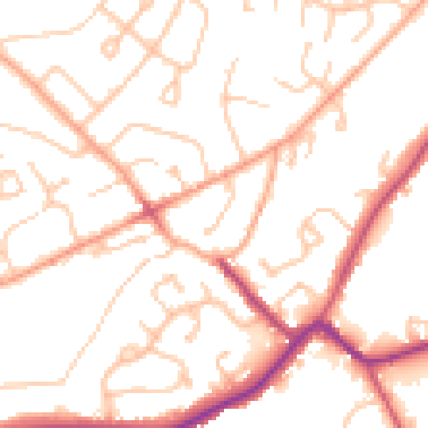 Daytime road noise heatmap for WV6 8LZ