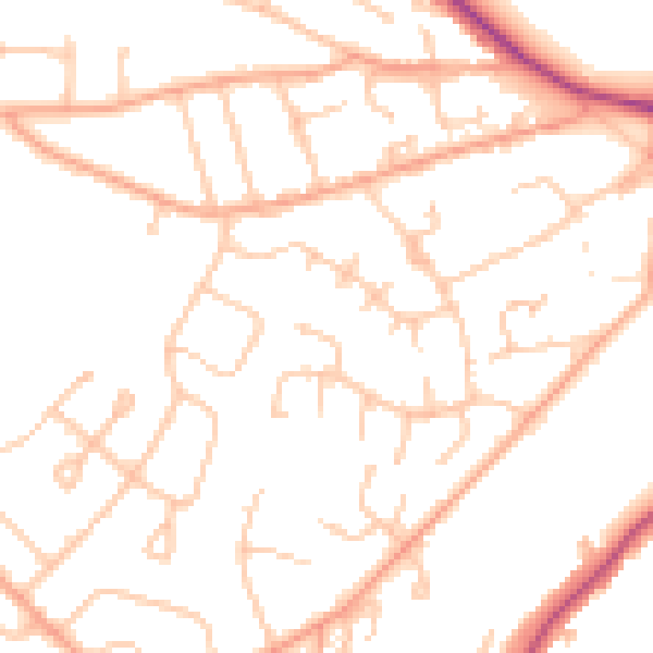 Daytime road noise heatmap for WV6 8NA