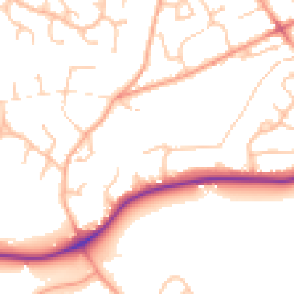 Daytime road noise heatmap for WV6 8NN