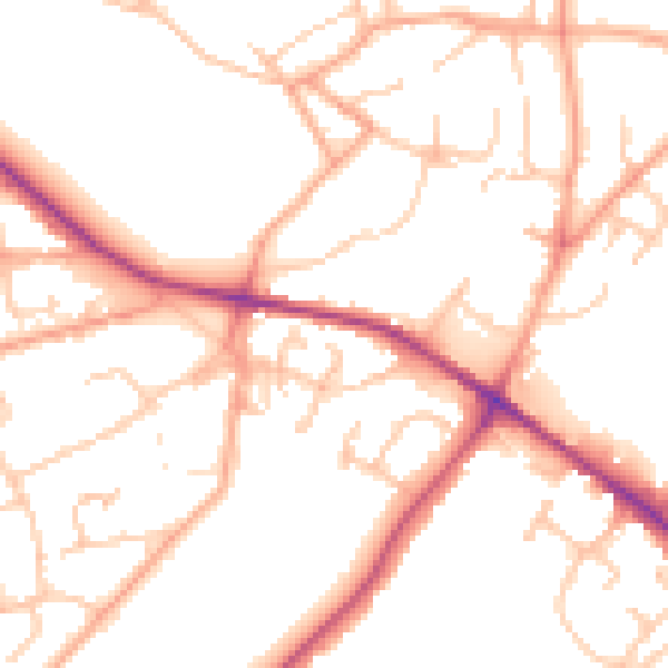 Daytime road noise heatmap for WV6 8QD