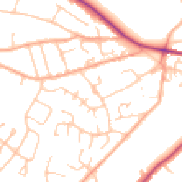 Daytime road noise heatmap for WV6 8RQ