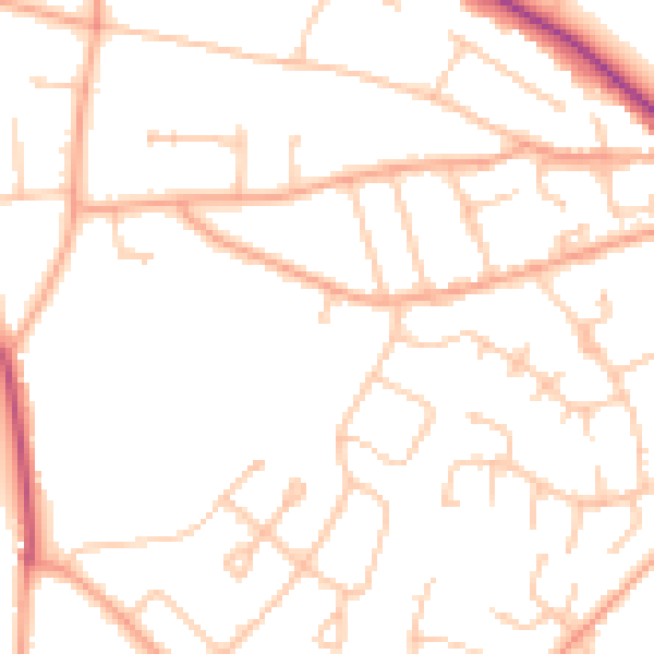 Daytime road noise heatmap for WV6 8XE