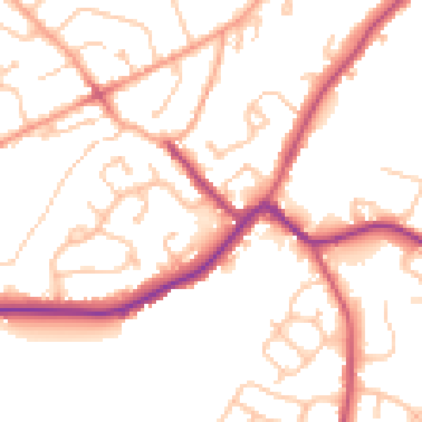 Daytime road noise heatmap for WV6 8XR