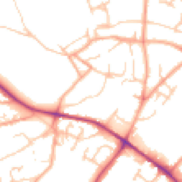 Daytime road noise heatmap for WV6 9AN